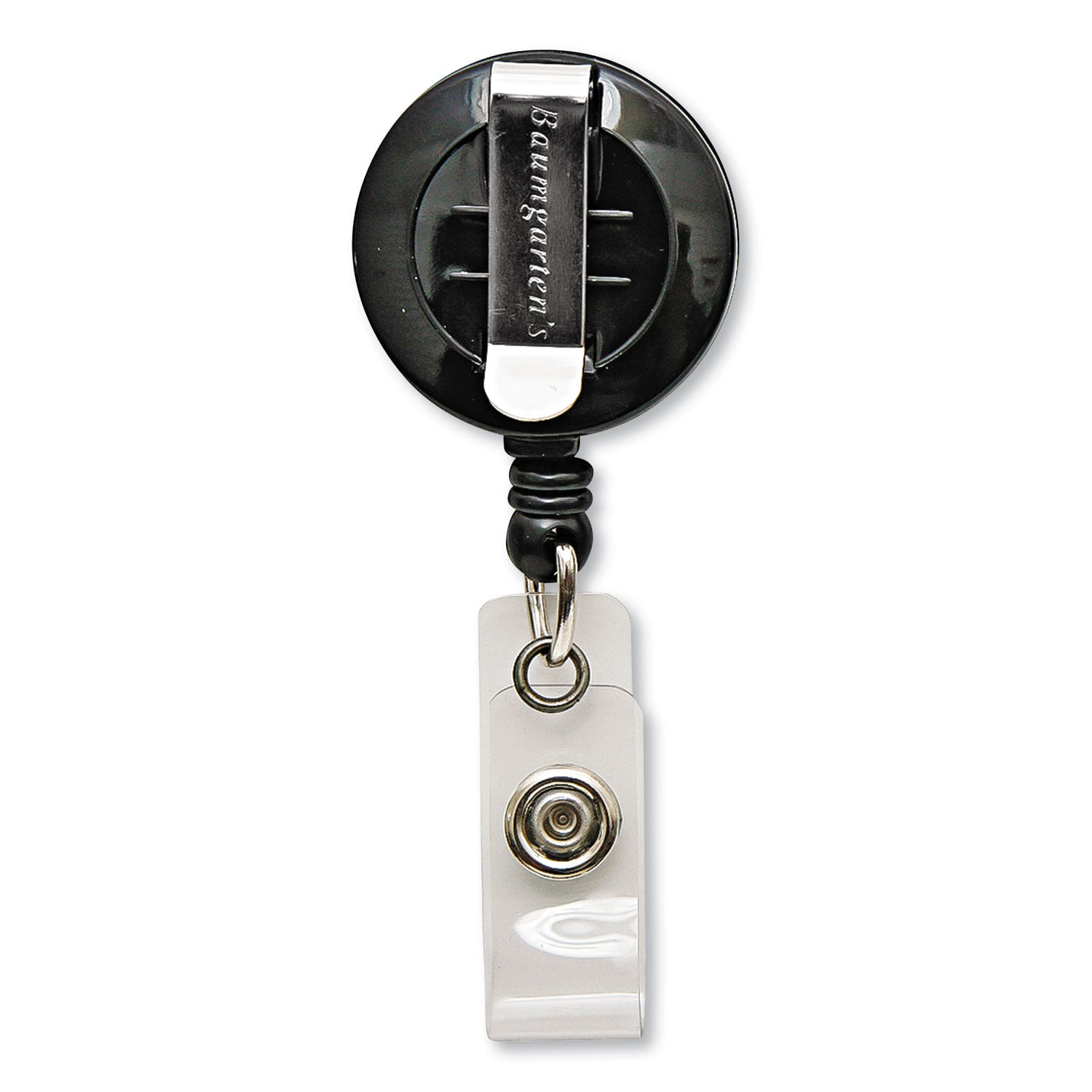 Standard Round ID Badge Reel with Belt Clip, Black