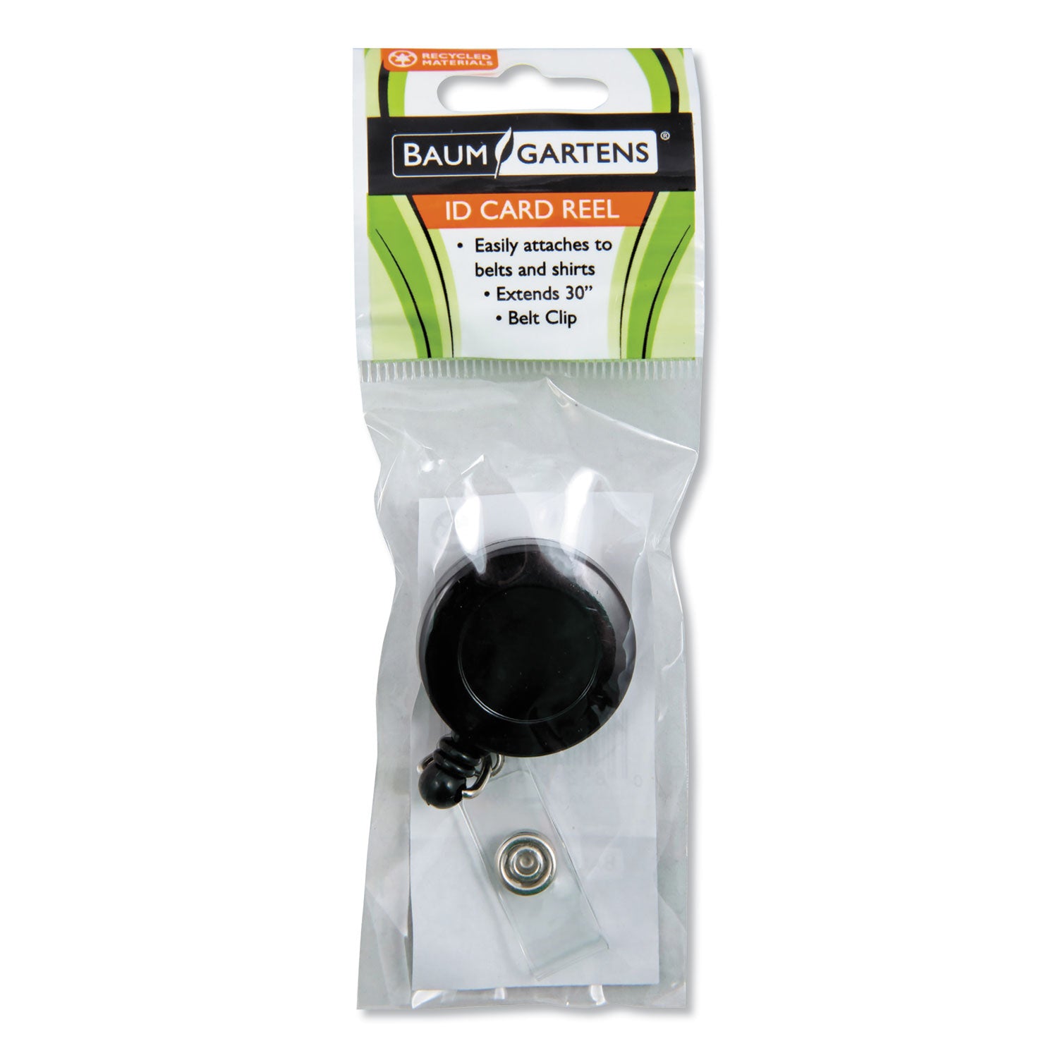 Standard Round ID Badge Reel with Belt Clip, Black