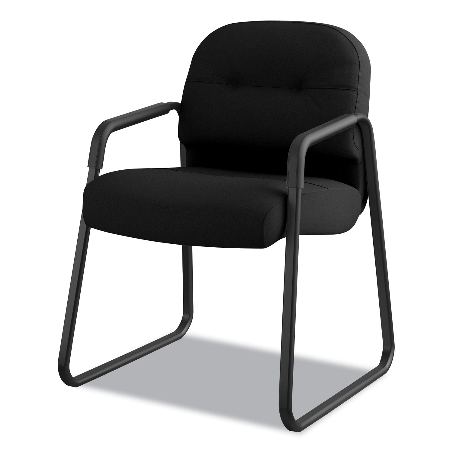HON Pillow-Soft Chair, Iron Ore Seat & Back, Fabric Upholstery, Black Frame, Sled Base, 1 Each