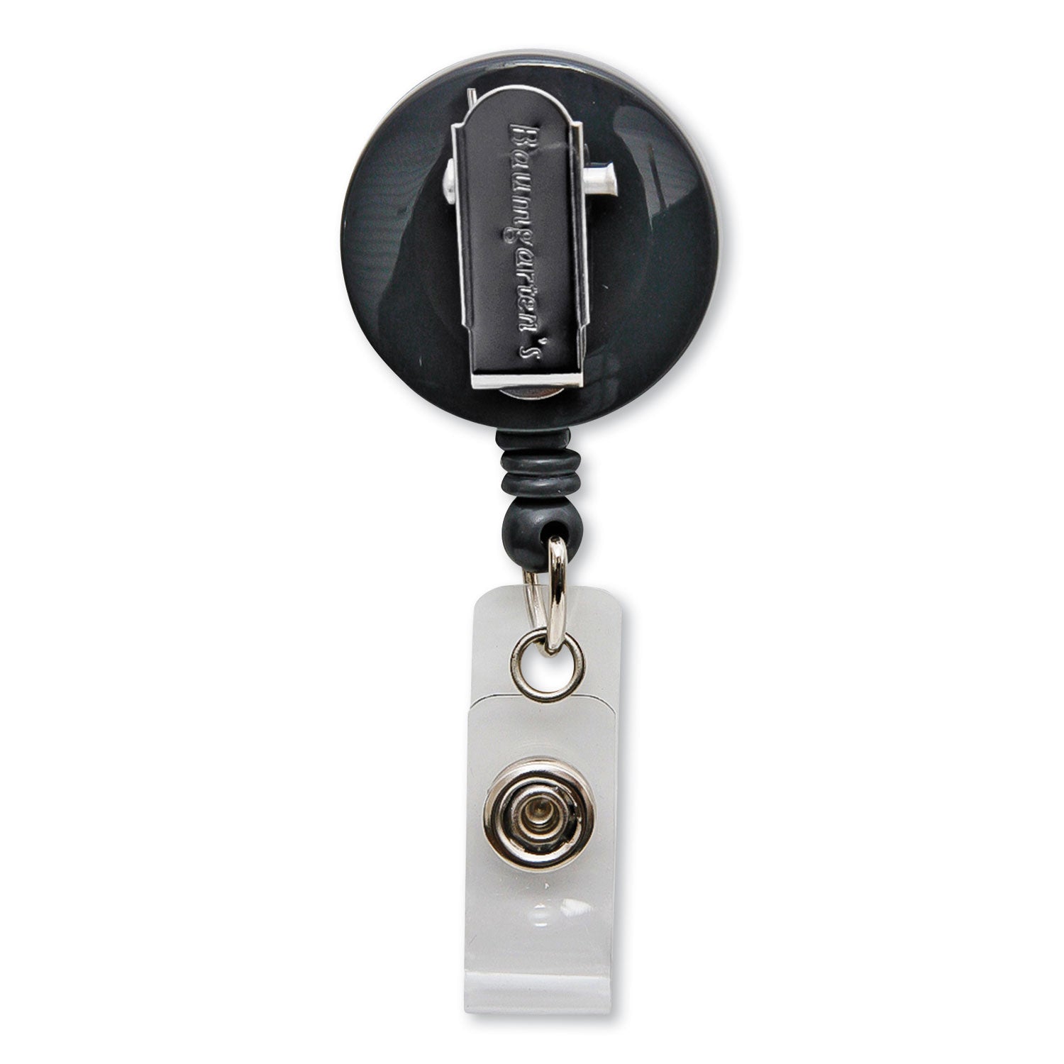 Standard Round ID Badge Reel with Swivel Spring Clip, Black