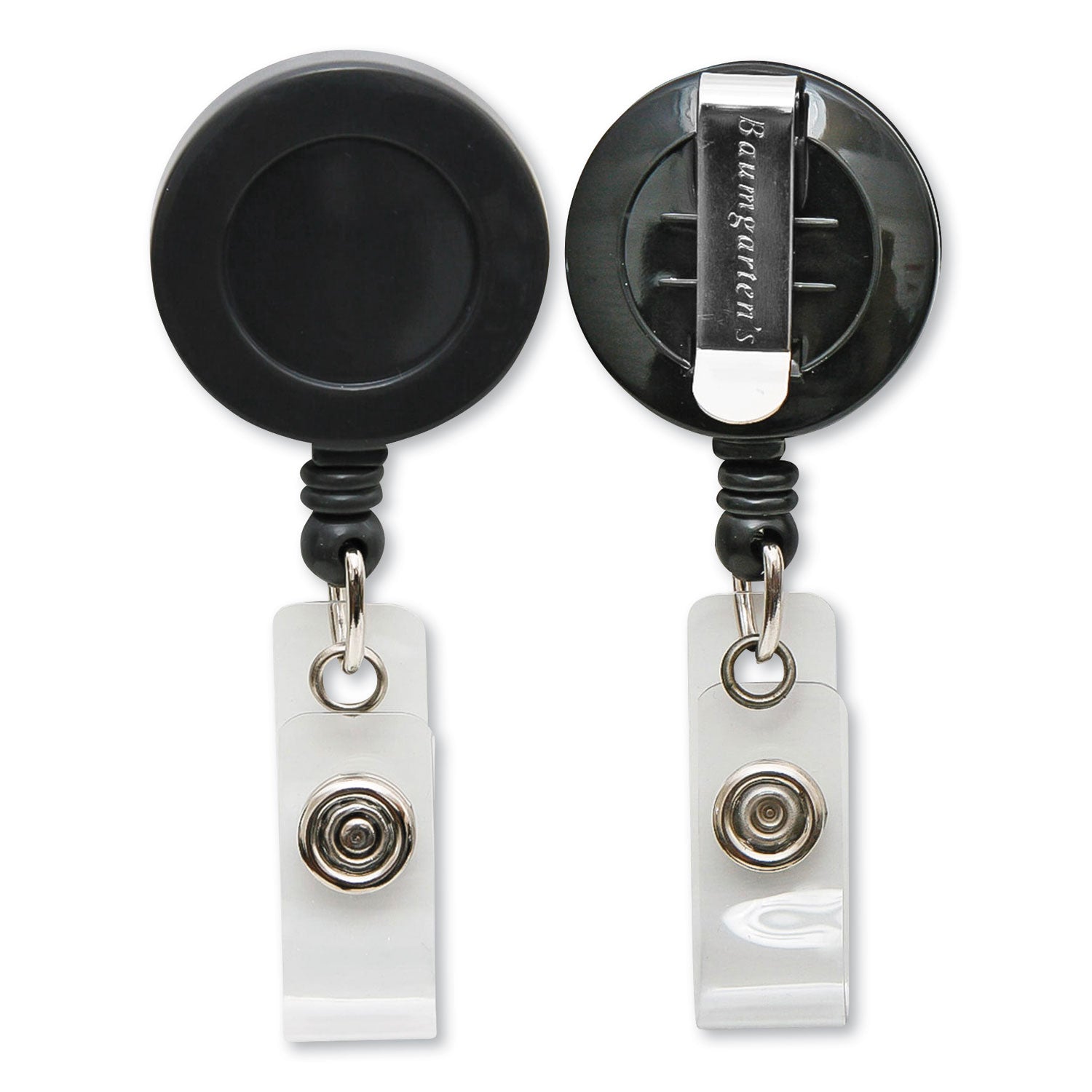 Standard Round ID Badge Reel with Belt Clip, Black
