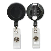 Standard Round ID Badge Reel with Belt Clip, Black