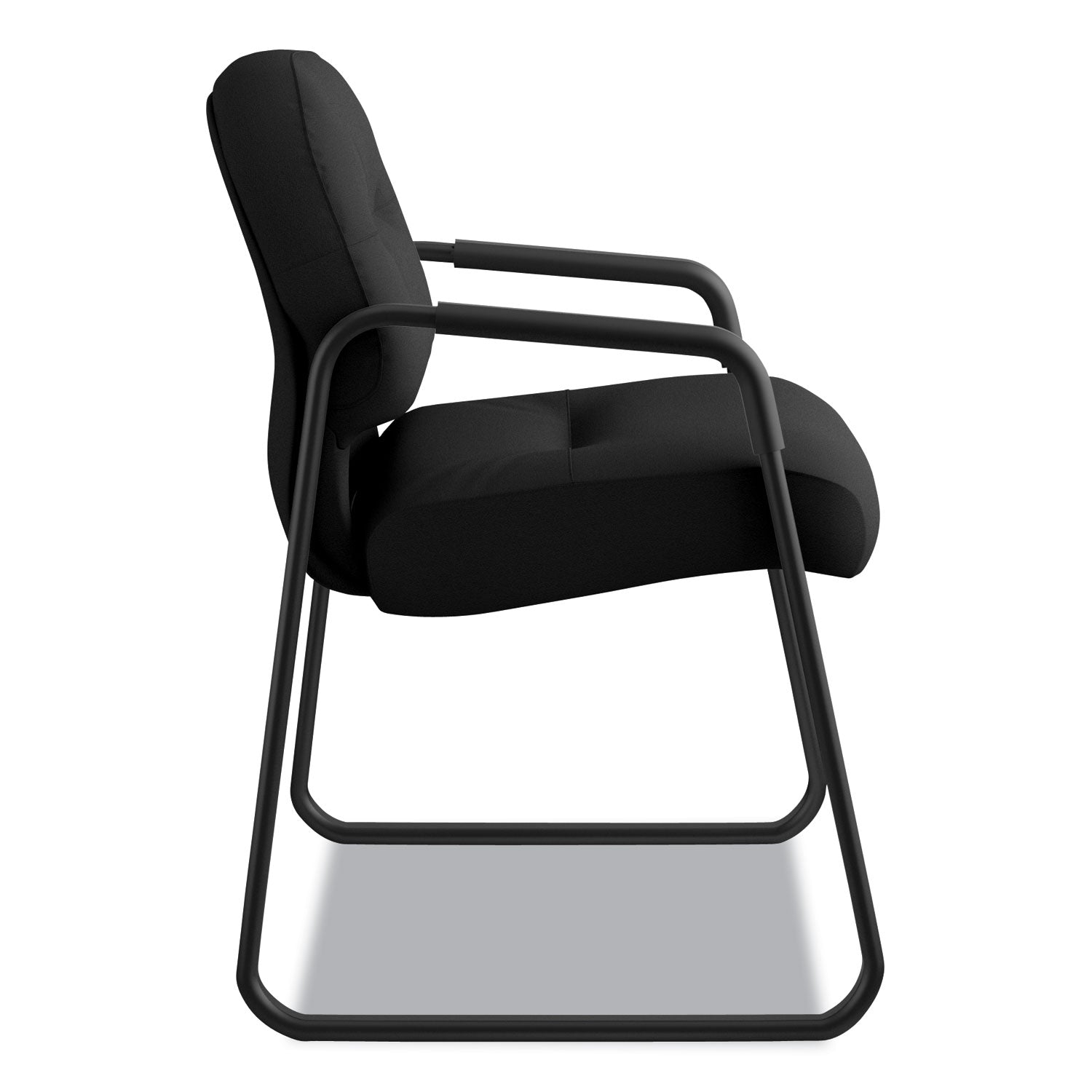 HON Pillow-Soft Chair, Iron Ore Seat & Back, Fabric Upholstery, Black Frame, Sled Base, 1 Each
