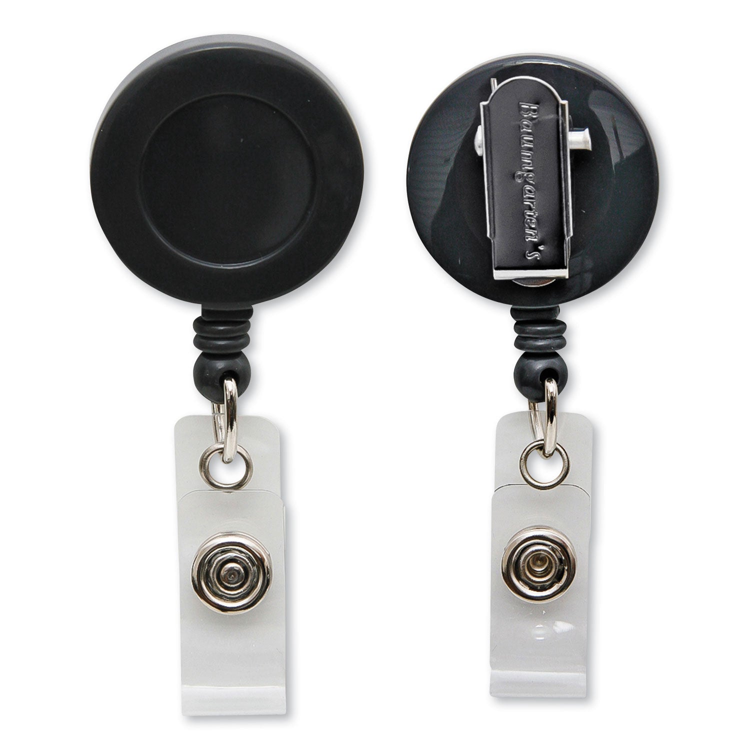 Standard Round ID Badge Reel with Swivel Spring Clip, Black