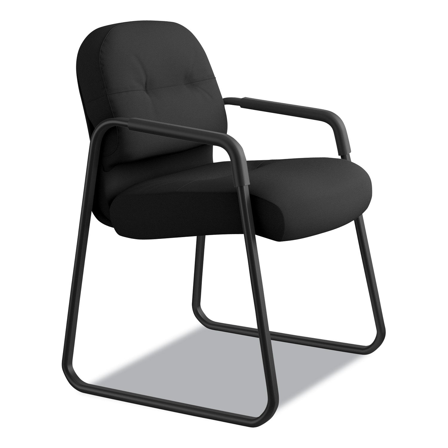 HON Pillow-Soft Chair, Iron Ore Seat & Back, Fabric Upholstery, Black Frame, Sled Base, 1 Each