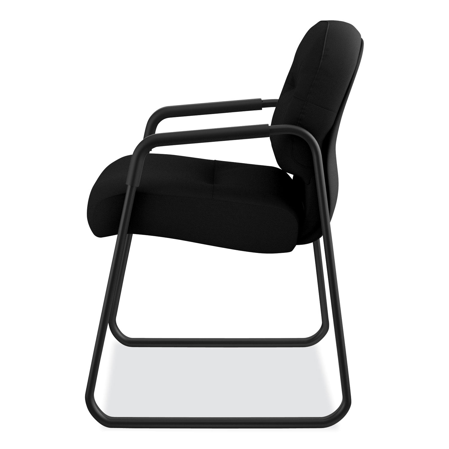 HON Pillow-Soft Chair, Iron Ore Seat & Back, Fabric Upholstery, Black Frame, Sled Base, 1 Each