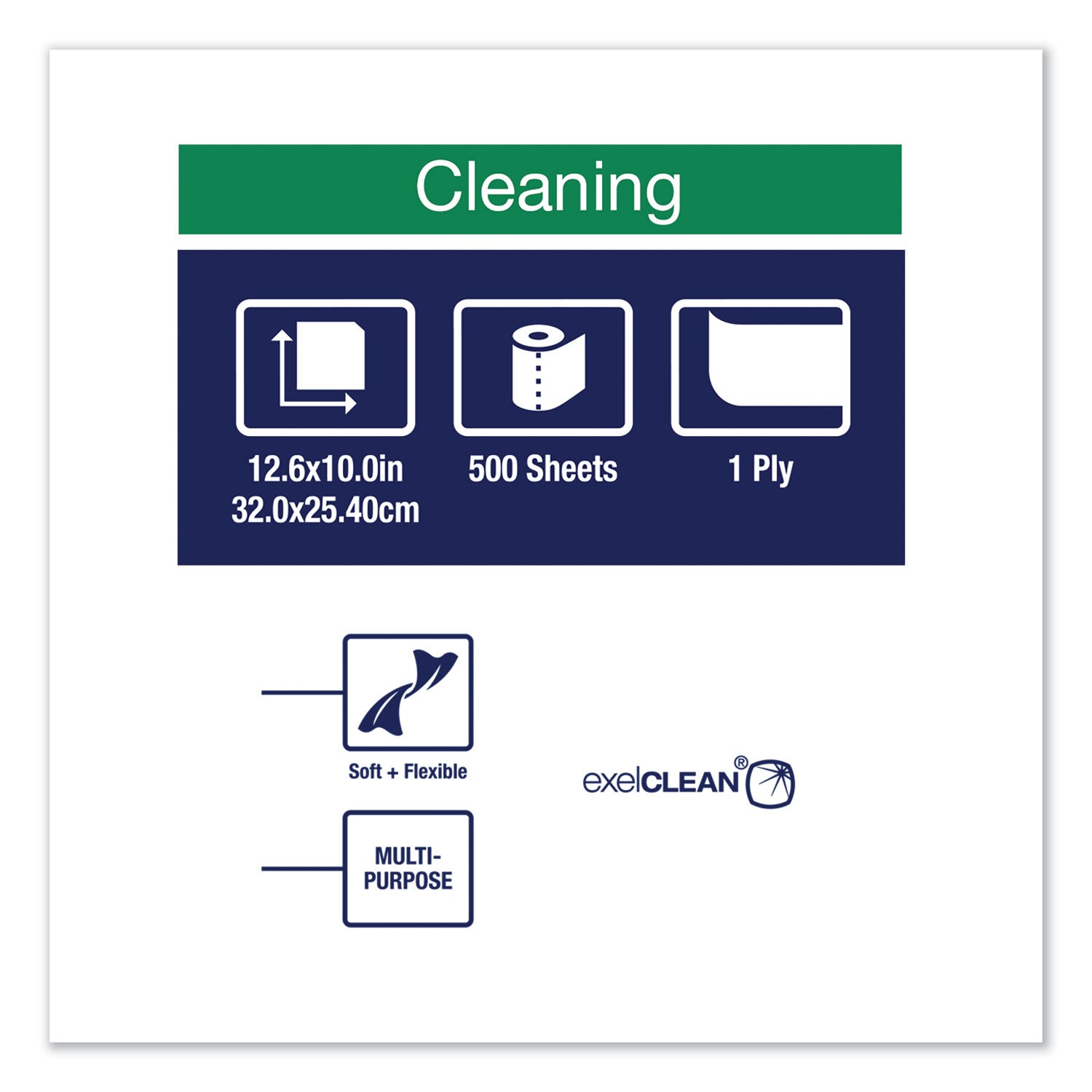Cleaning Cloth, 12.6 X 10, White, 500 Wipes/carton