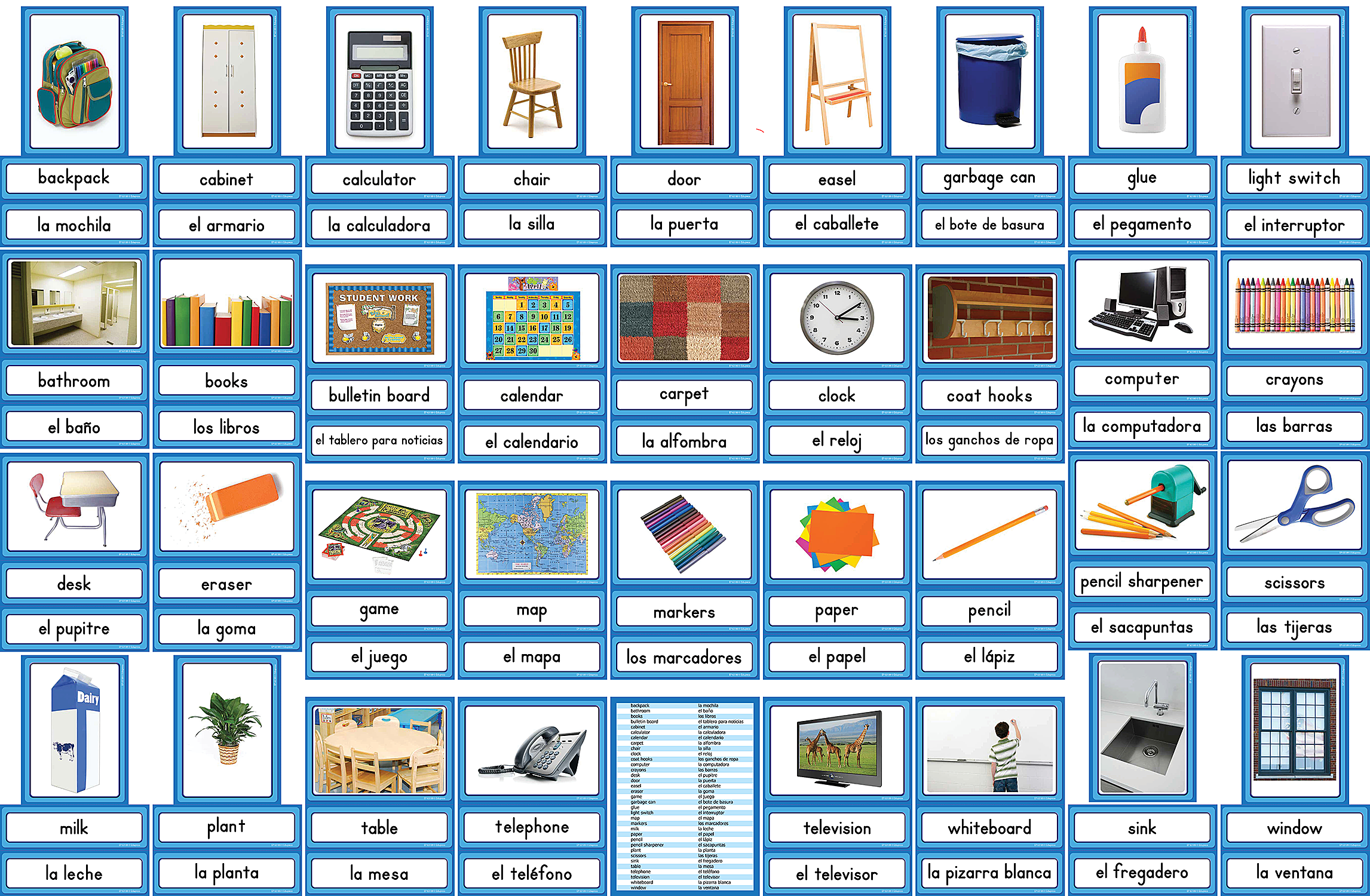 Spanish/English Classroom Labels Accents
