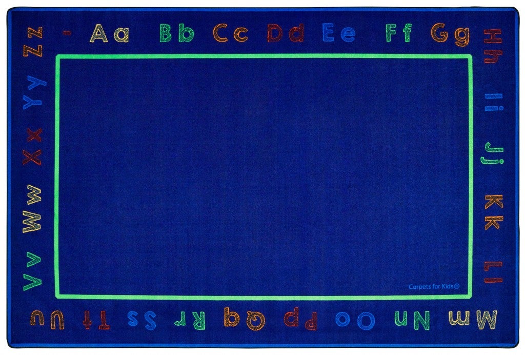 Chalk & Play Literacy Rug - 8ft x 12ft - Rectangle - Blue