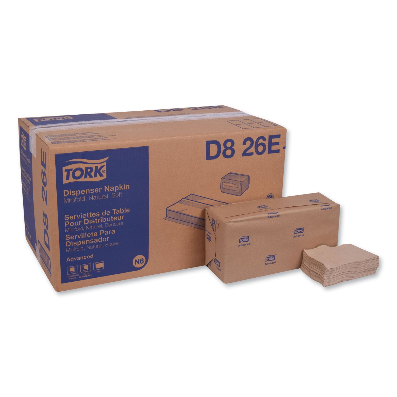 Advanced Soft Minifold Dispenser Napkins, 1-Ply,13" X 12", Natural, 6000/carton