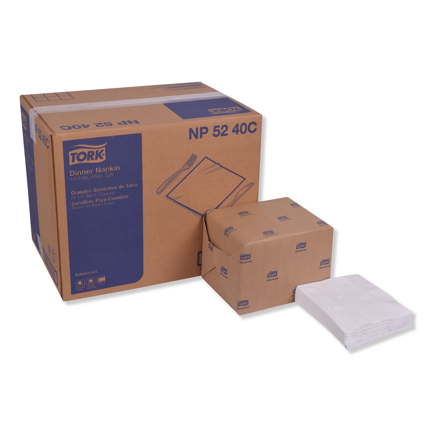 Advanced Dinner Napkins, 2-Ply, 15" X 16.25", White, 375/pack, 8 Packs/carton