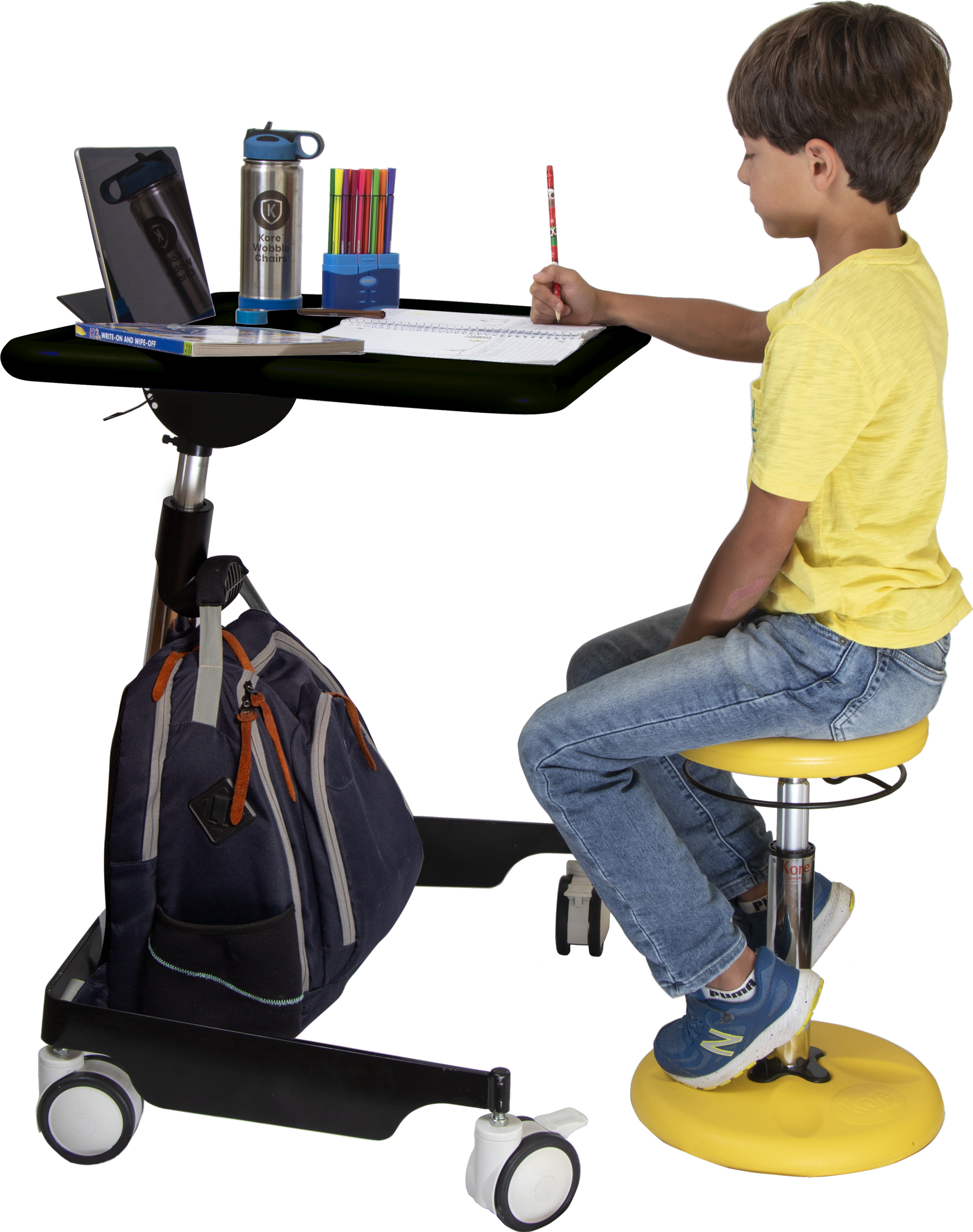 Kore Design™ Kids Sit-Stand Mobile Student Desk 31" to 38", Black