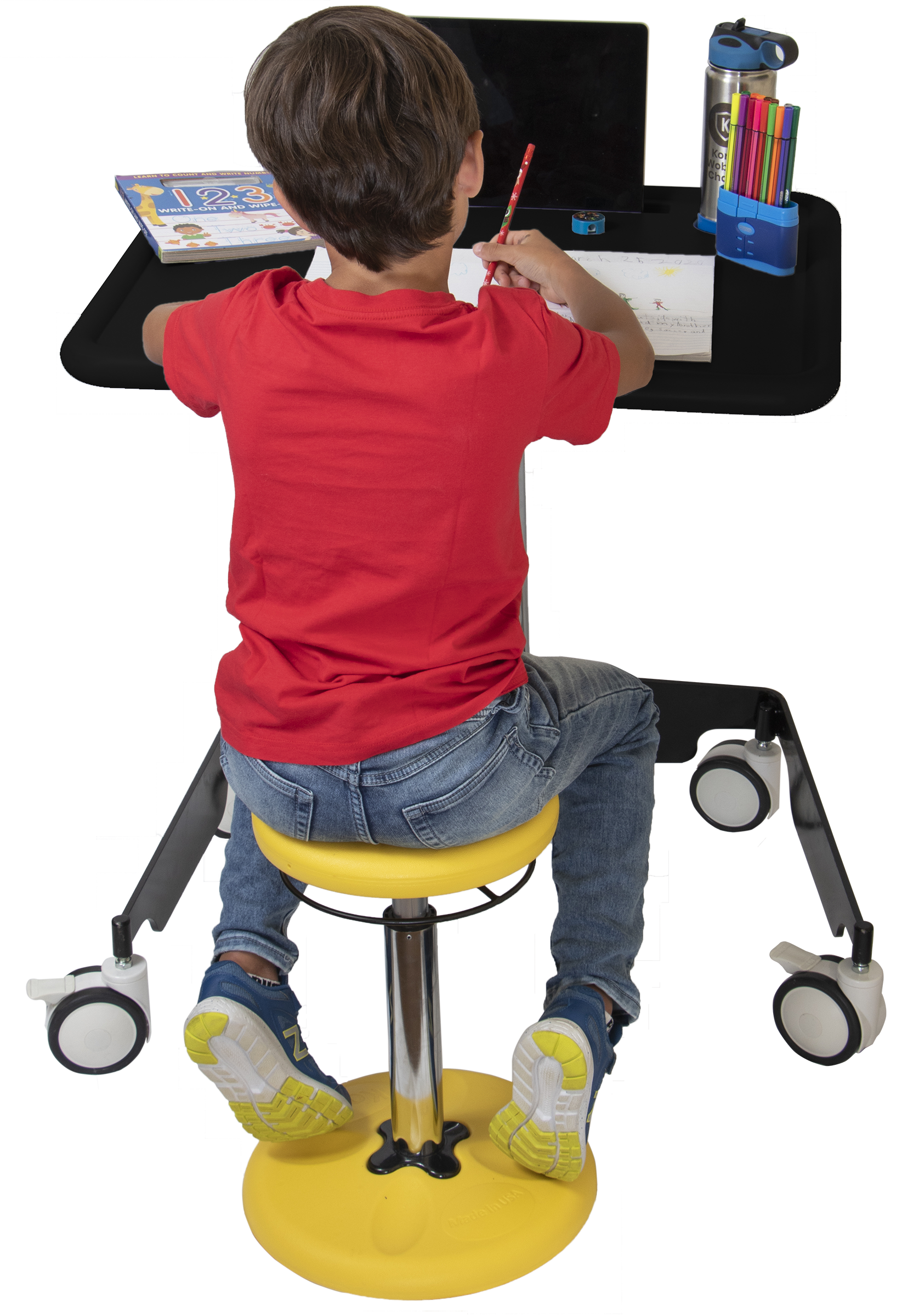 Kore Design™ Kids Sit-Stand Mobile Student Desk 31" to 38", Black