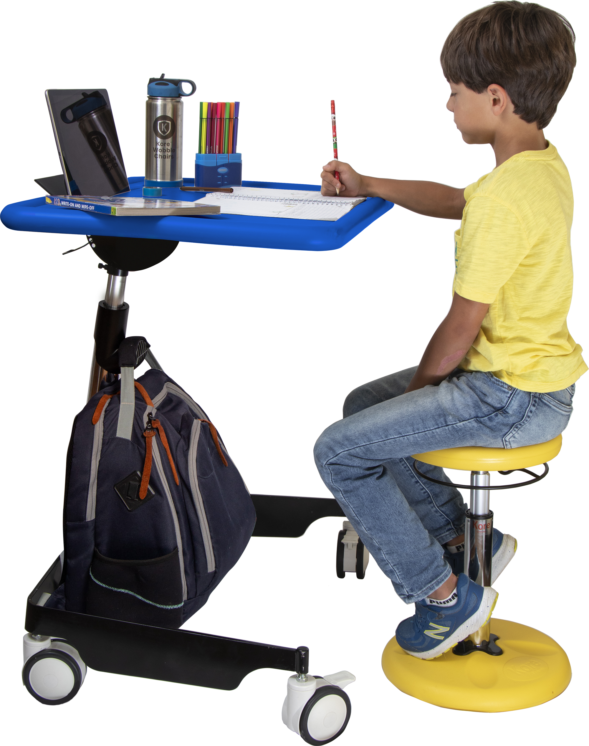 Kore Design™ Kids Sit-Stand Mobile Student Desk 31" to 38", Blue