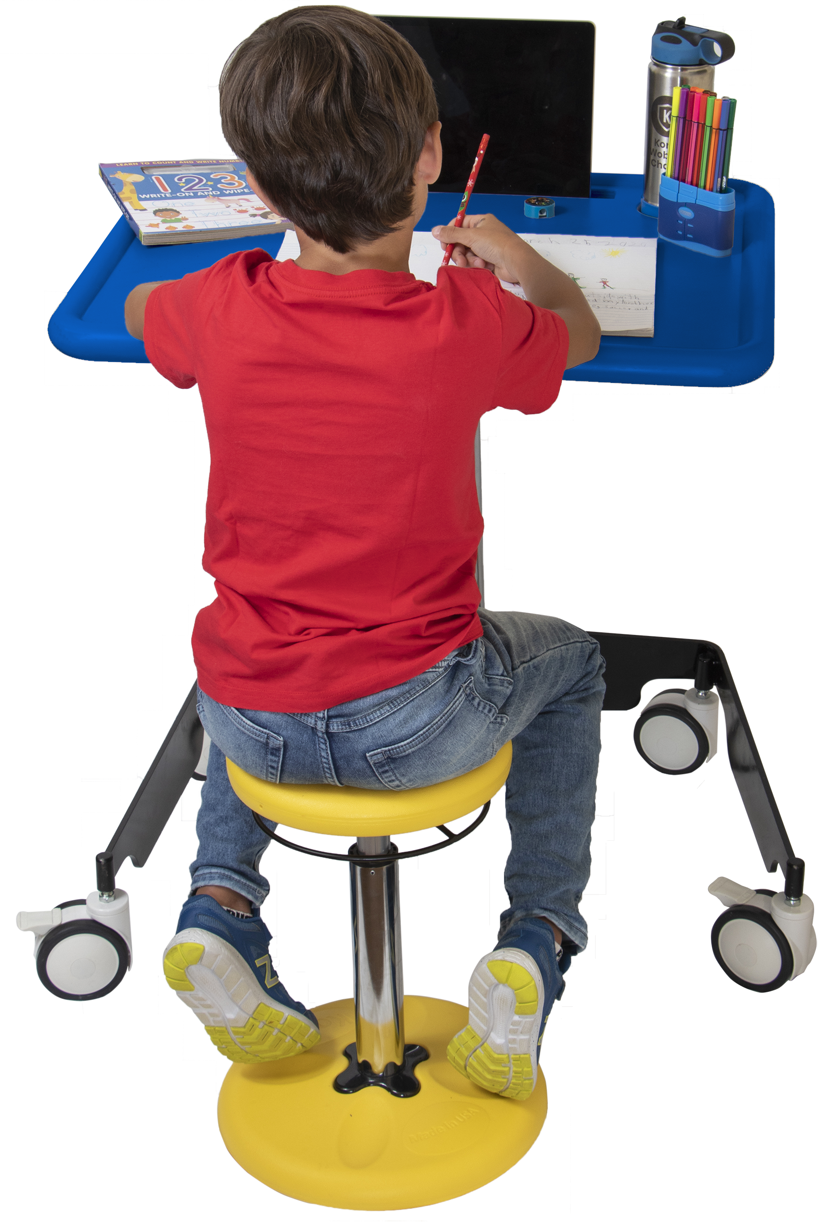 Kore Design™ Kids Sit-Stand Mobile Student Desk 31" to 38", Blue
