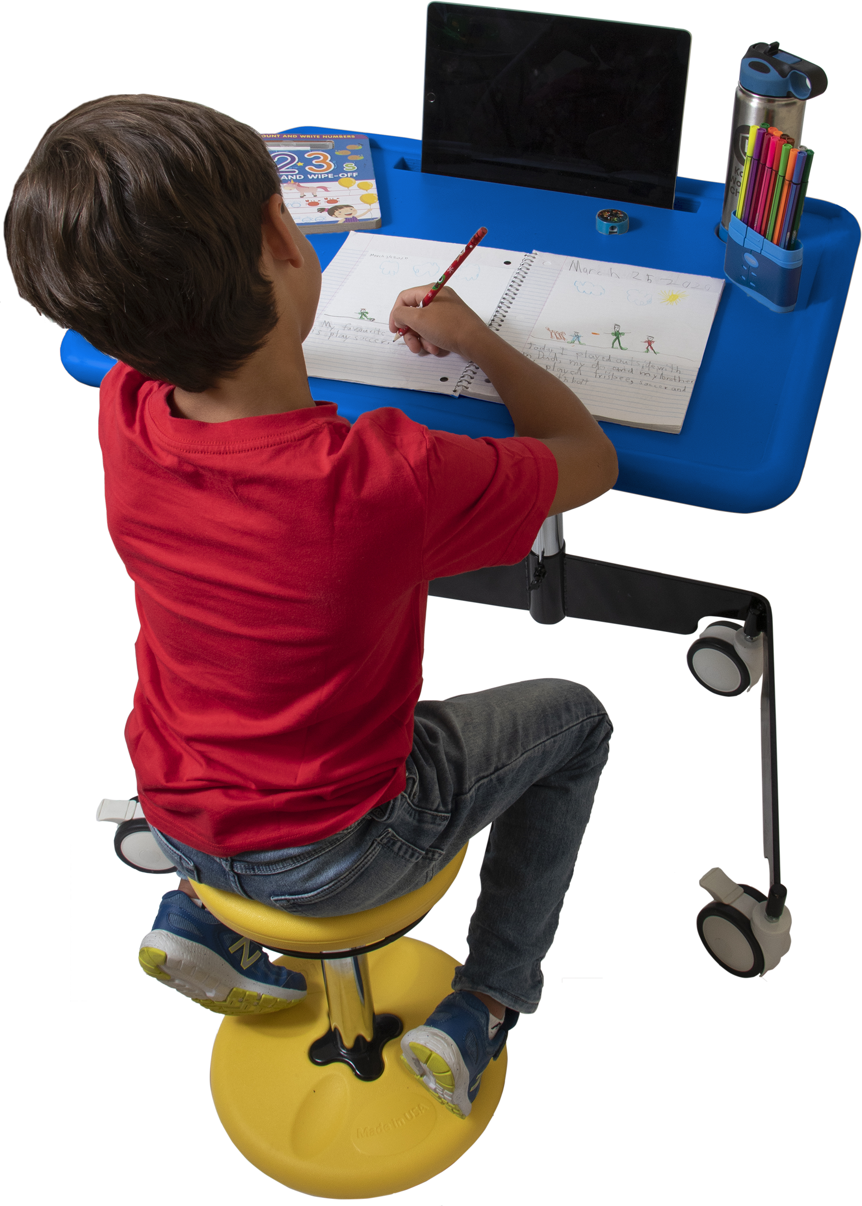 Kore Design™ Kids Sit-Stand Mobile Student Desk 31" to 38", Blue