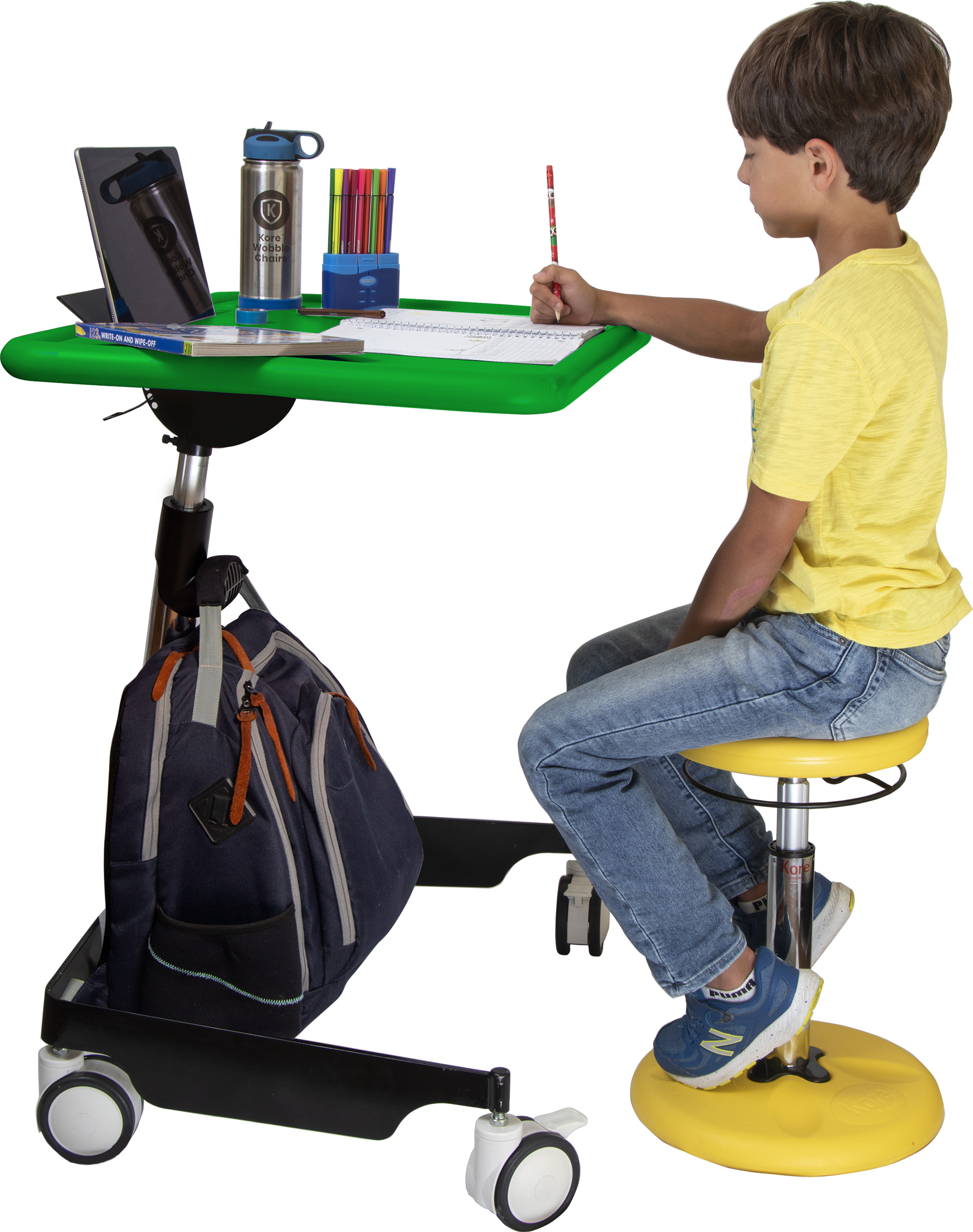 Kore Design™ Kids Sit-Stand Mobile Student Desk 31" to 38", Green