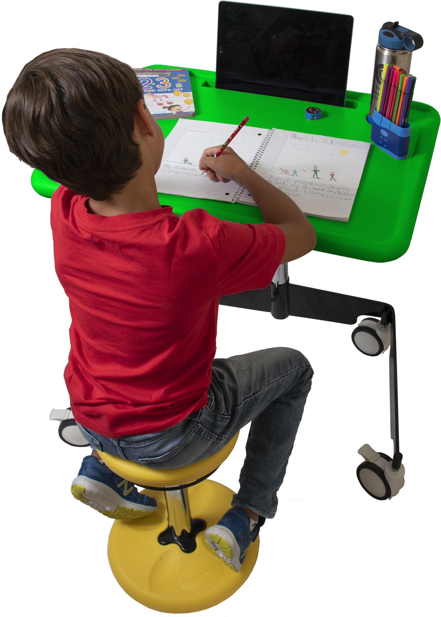 Kore Design™ Kids Sit-Stand Mobile Student Desk 31" to 38", Green