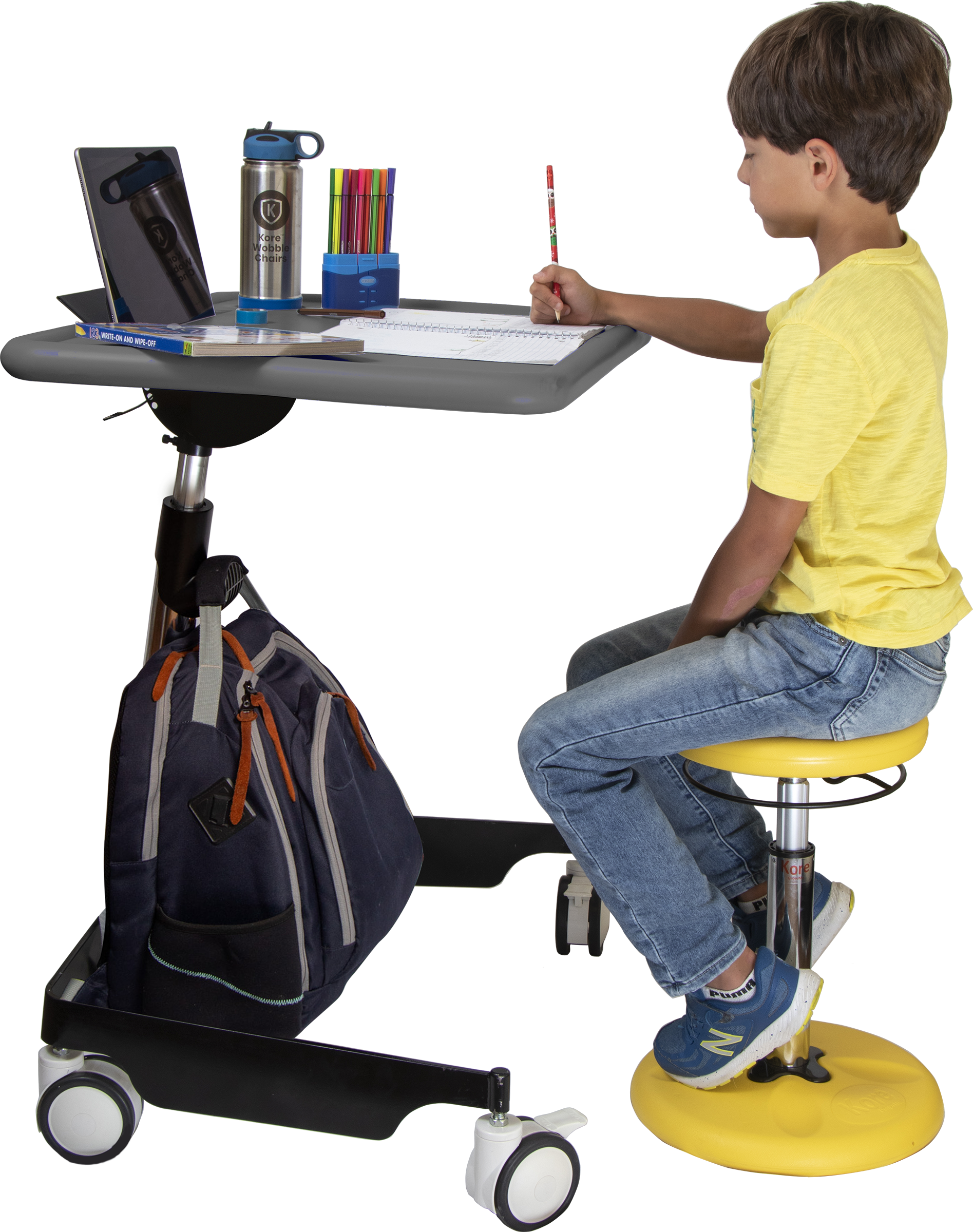 Kore Design™ Kids Sit-Stand Mobile Student Desk 31" to 38", Grey