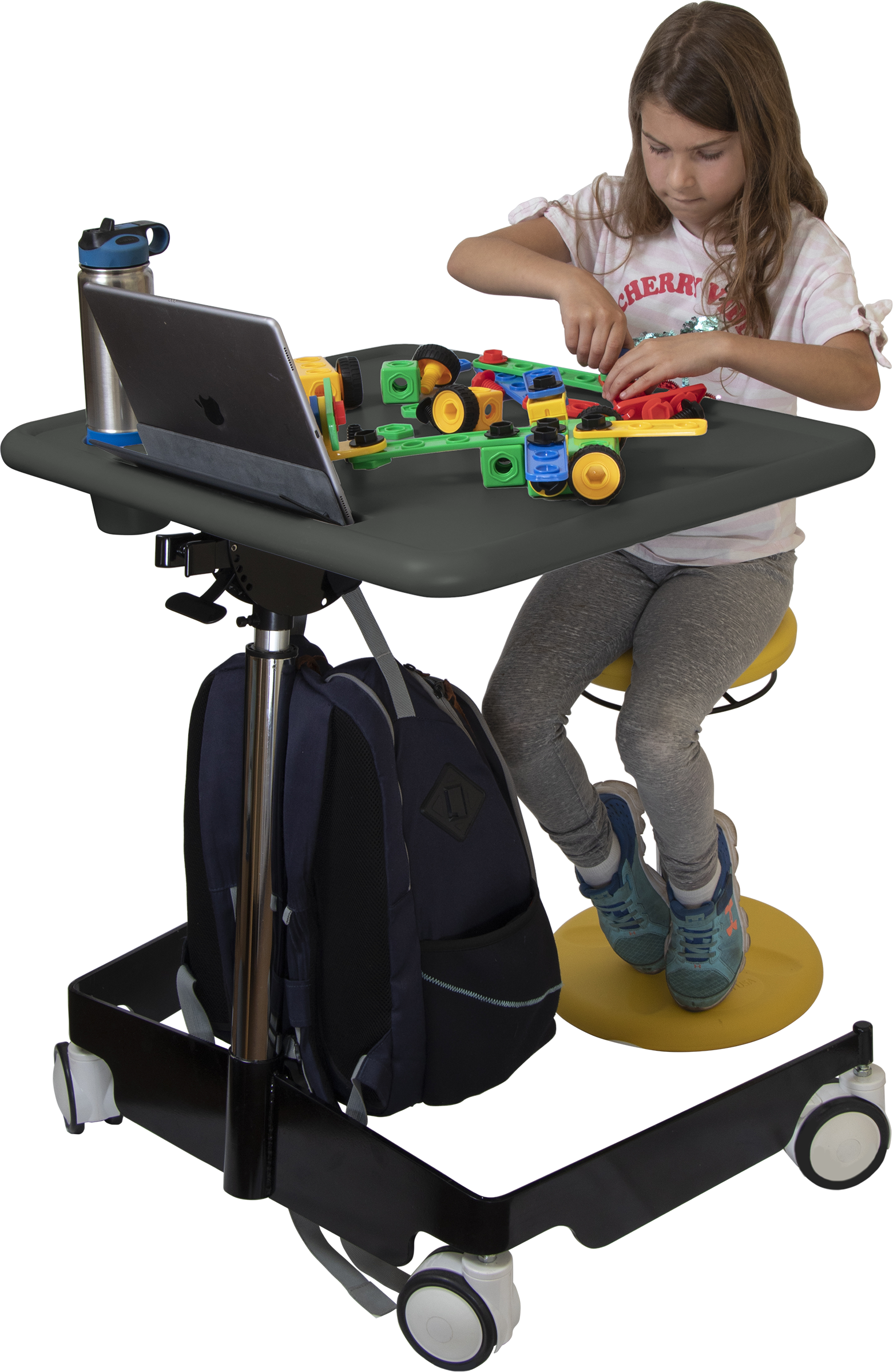 Kore Design™ Kids Sit-Stand Mobile Student Desk 31" to 38", Grey