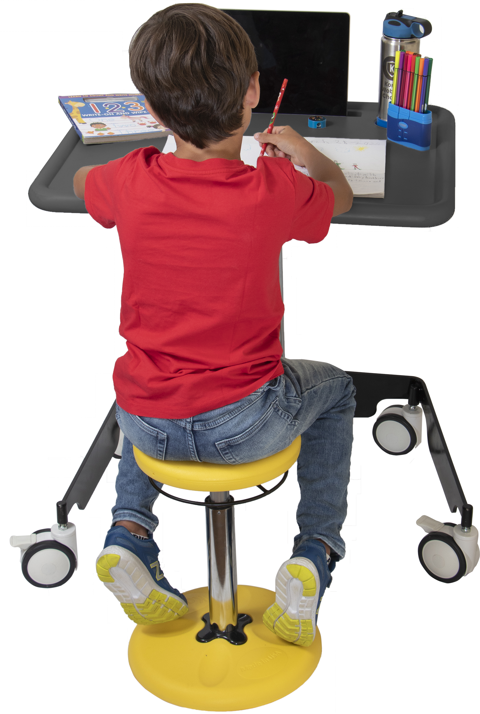 Kore Design™ Kids Sit-Stand Mobile Student Desk 31" to 38", Grey
