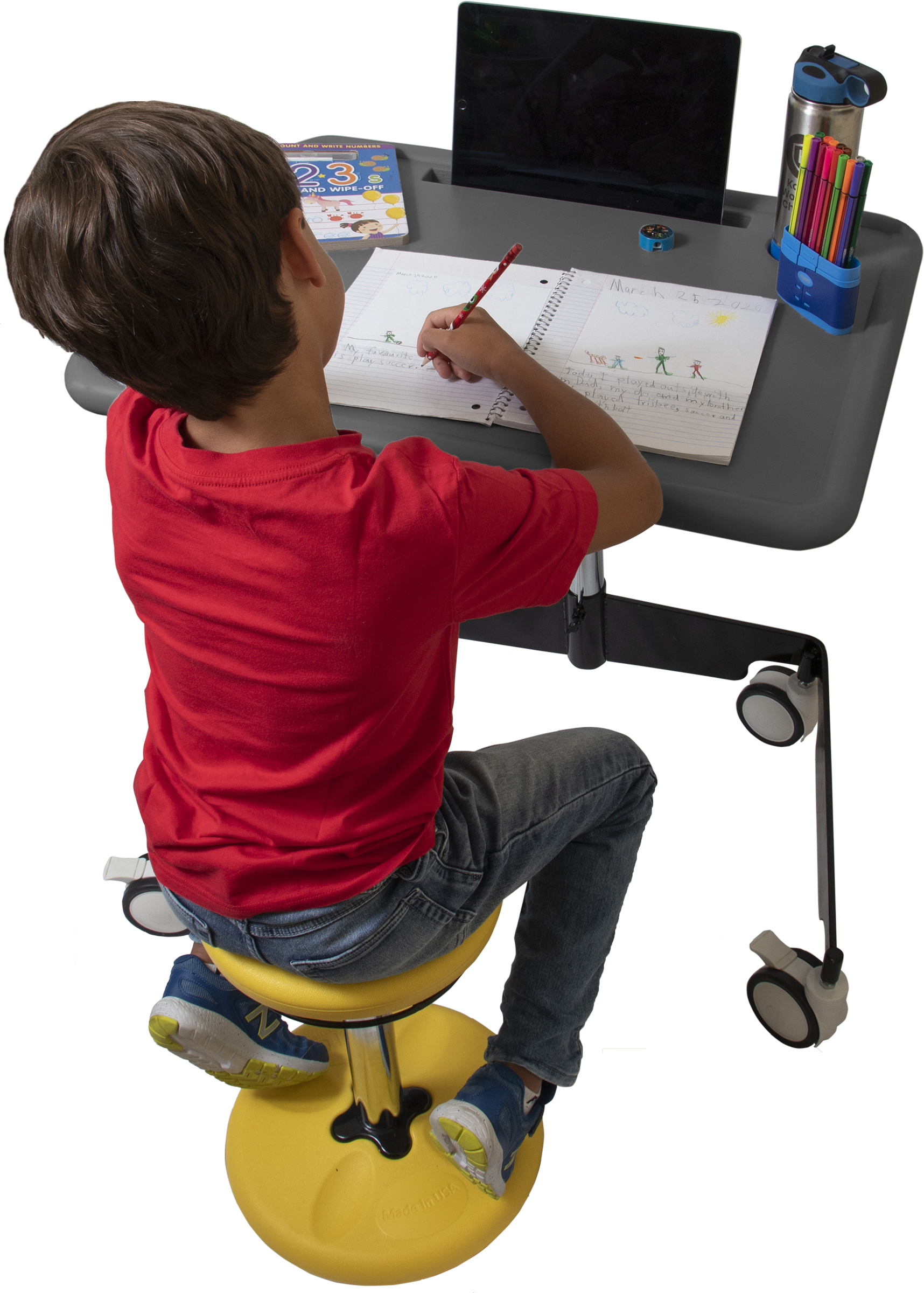Kore Design™ Kids Sit-Stand Mobile Student Desk 31" to 38", Grey