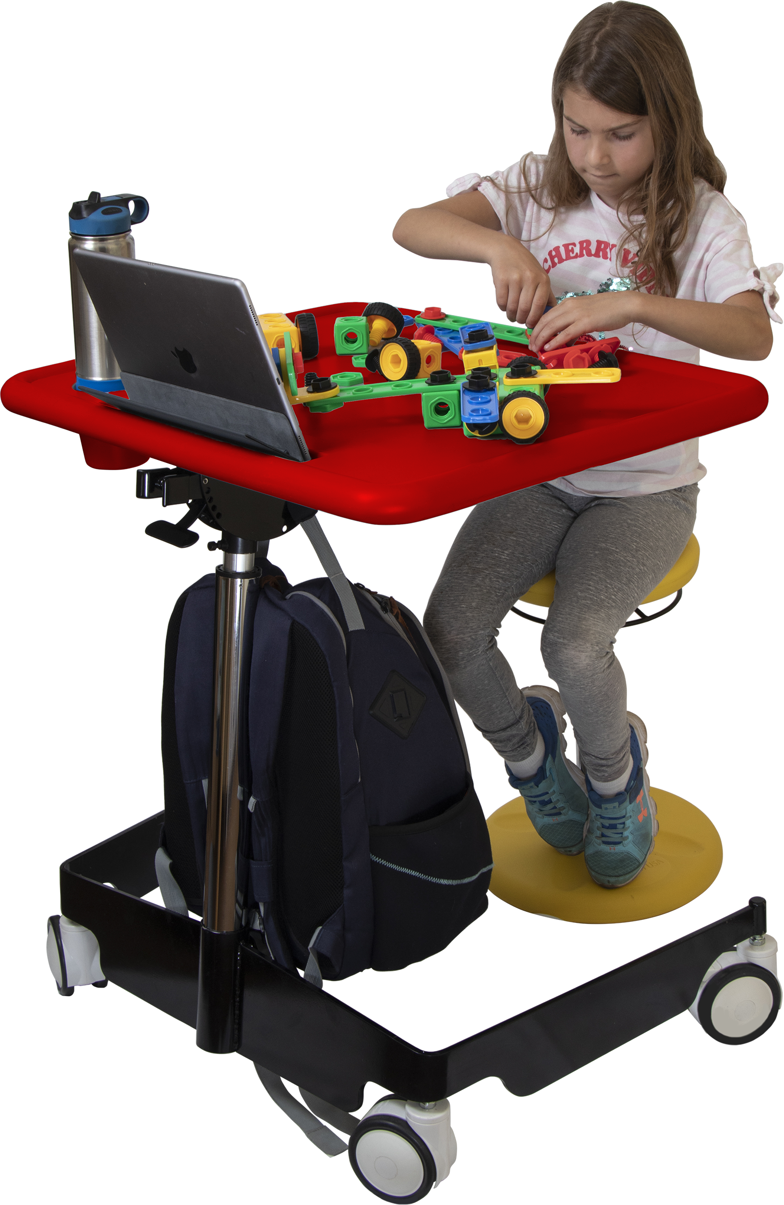 Kore Design™ Kids Sit-Stand Mobile Student Desk 31" to 38", Red