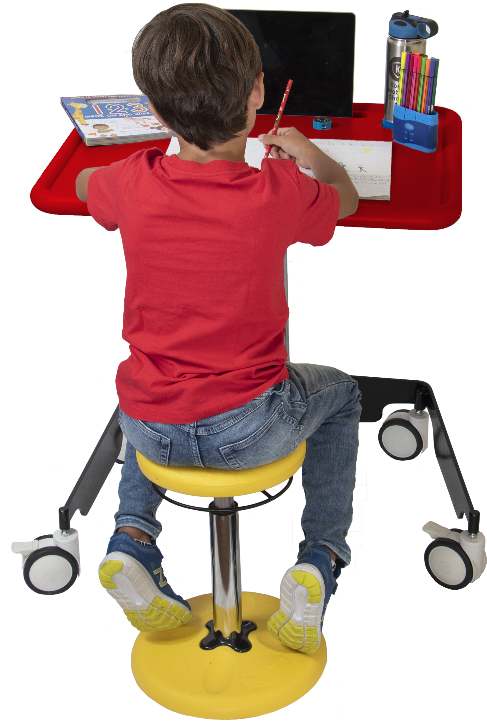 Kore Design™ Kids Sit-Stand Mobile Student Desk 31" to 38", Red