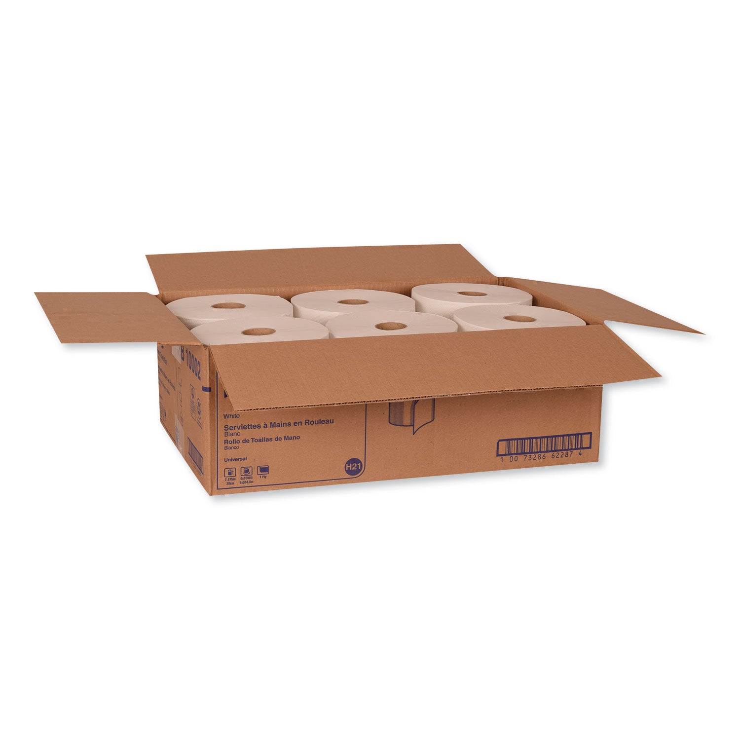 Hardwound Roll Towel, 1-Ply, 7.88" x 1,000 ft, White, 6 Rolls/Carton
