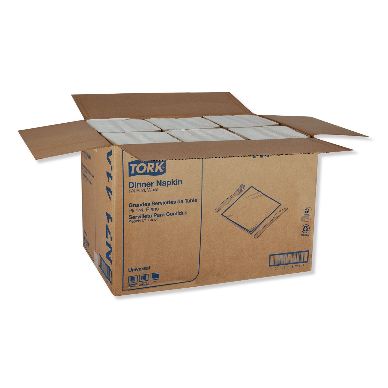Universal Dinner Napkins, 1-Ply, 17" X 17", 1/4 Fold, White, 4008/carton