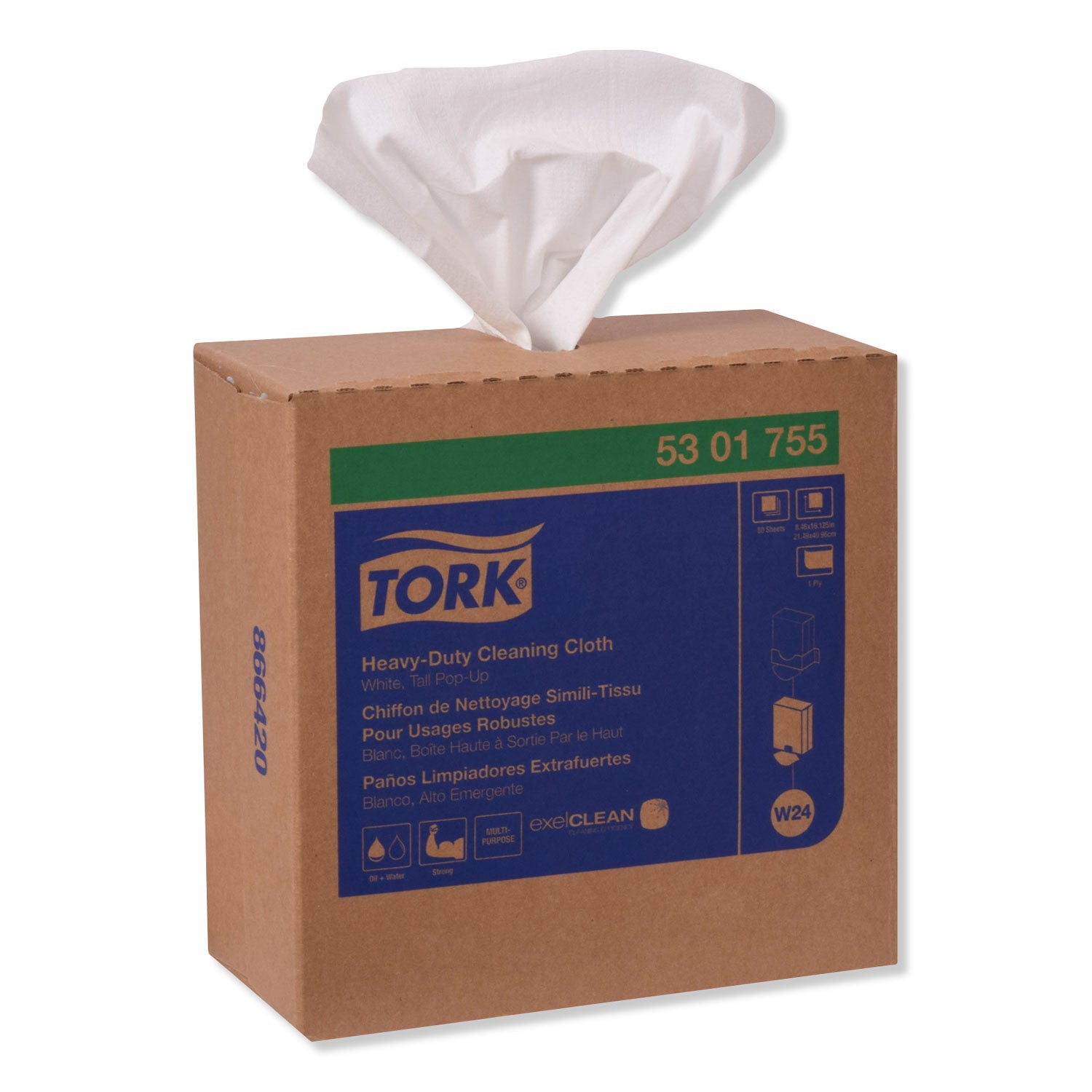 Heavy-Duty Cleaning Cloth, 8.46 X 16.13, White, 80/box, 5 Boxes/carton