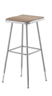 NPS® 32"-39" Height Adjustable Heavy Duty Square Seat Steel Stool, Surface Color: Masonite Wood, Frame Color: Grey