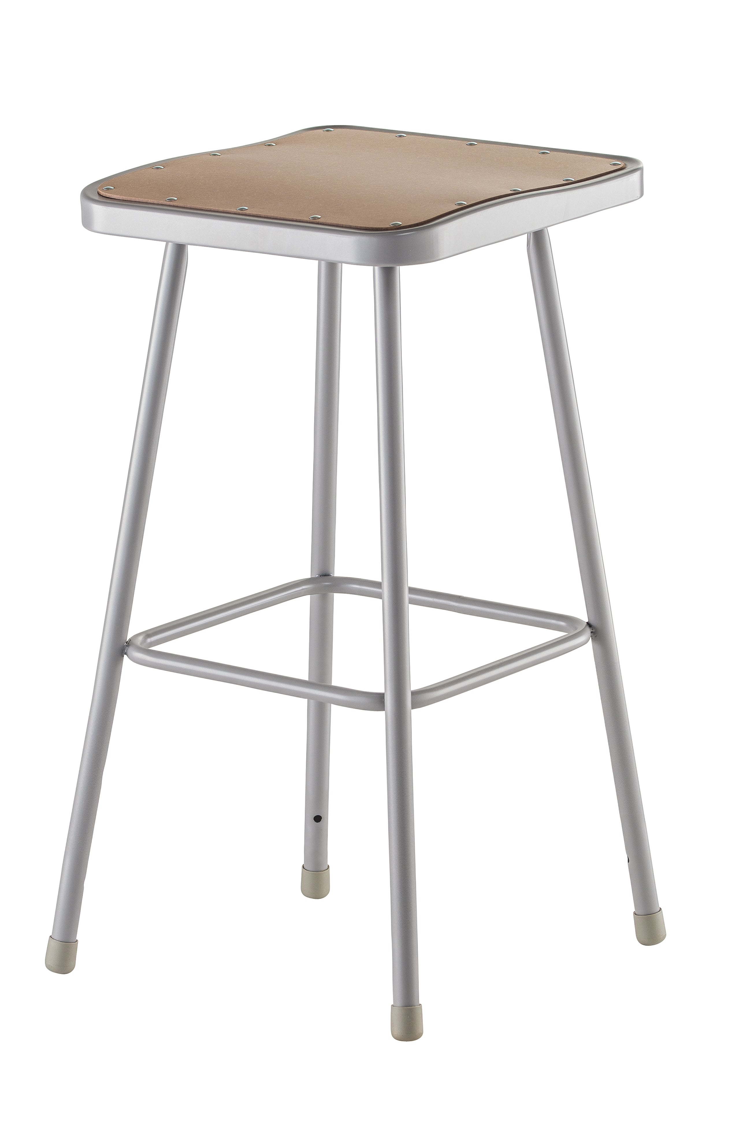 NPS® 30" Heavy Duty Square Seat Steel Stool, Surface Color: Masonite Wood, Frame Color: Grey