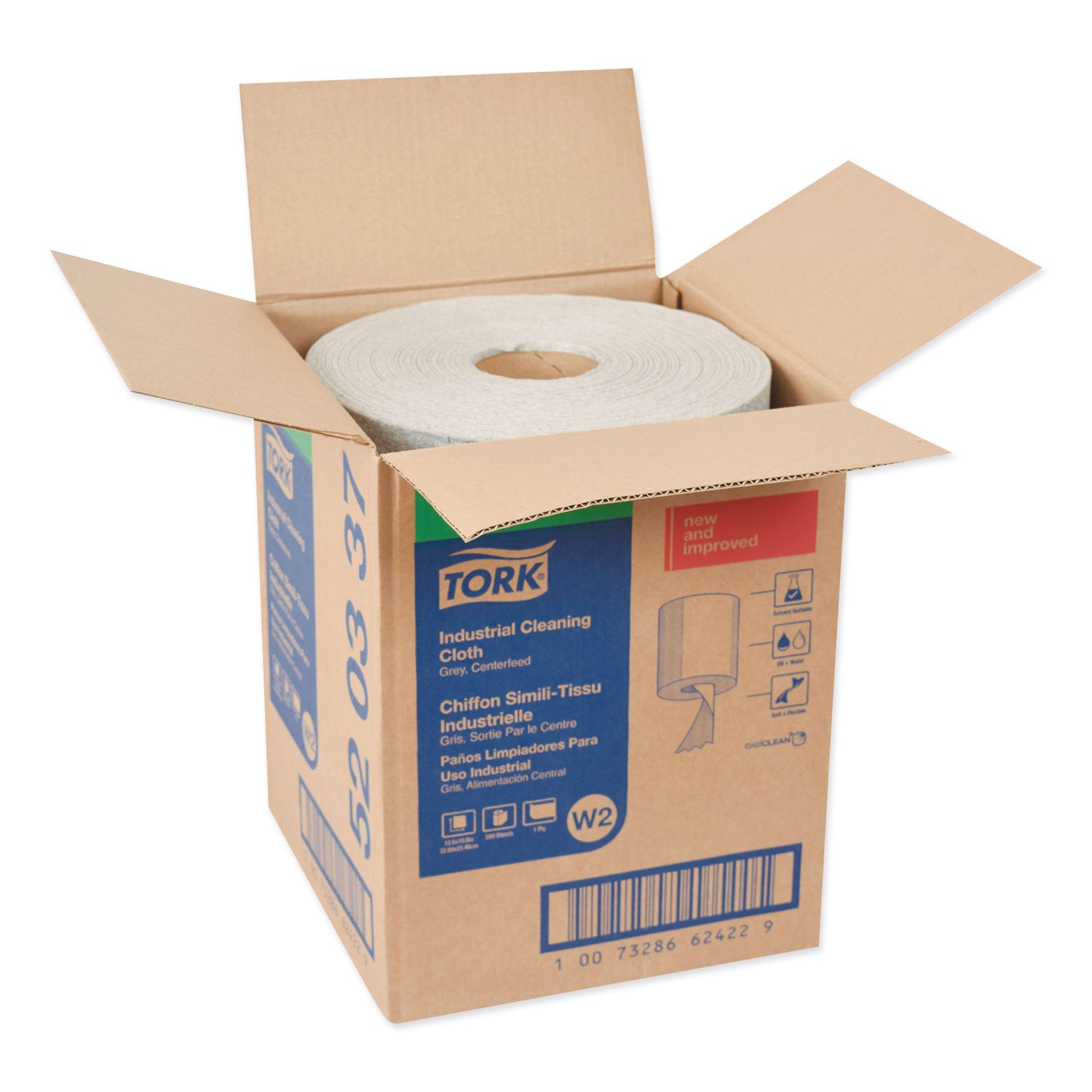 Industrial Cleaning Cloths, 1-Ply, 12.6 X 10, Gray, 500 Wipes/roll