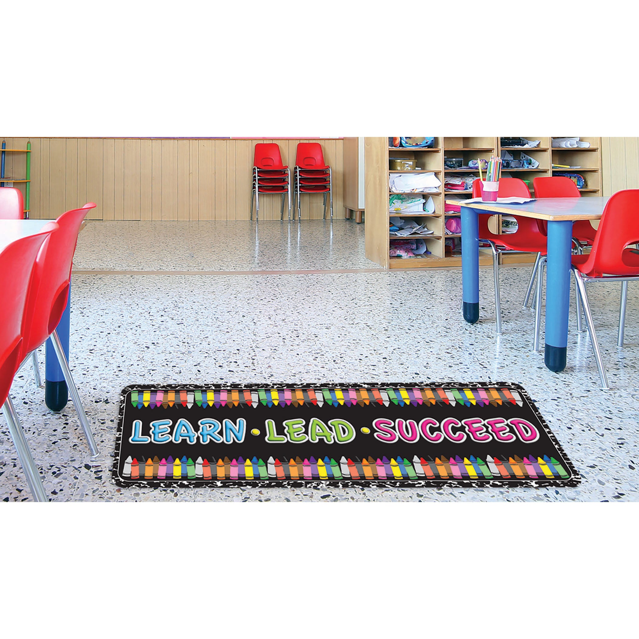 The Original Fun Mat™, Mat Runner, 15.5" x 47", Learn, Lead, Succeed, Crayon Composition