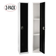 AdirOffice 72 in. x 12 in. x 12 in. 1-Compartment Steel Tier Key Lock Storage Locker in Black 2 Pack