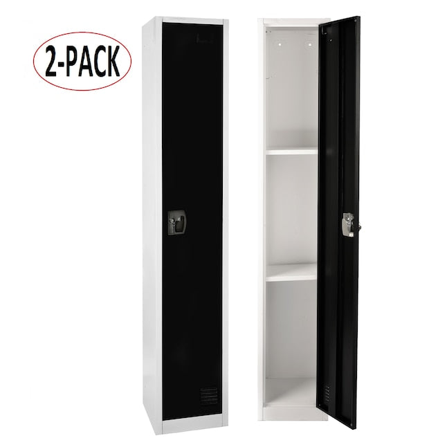 AdirOffice 72 in. x 12 in. x 12 in. 1-Compartment Steel Tier Key Lock Storage Locker in Black 2 Pack