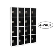 72 in. x 12 in. x 12 in. 4-Compartment Steel Tier Key Lock Storage Locker in Black (4-Pack)