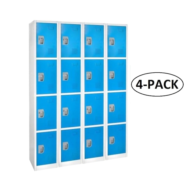 72 in. x 12 in. x 12 in. 4-Compartment Steel Tier Key Lock Storage Locker in Blue (4-Pack)