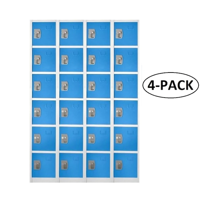 72 in. x 12 in. x 12 in. 6-Compartment Steel Tier Key Lock Storage Locker in Blue (4-Pack)