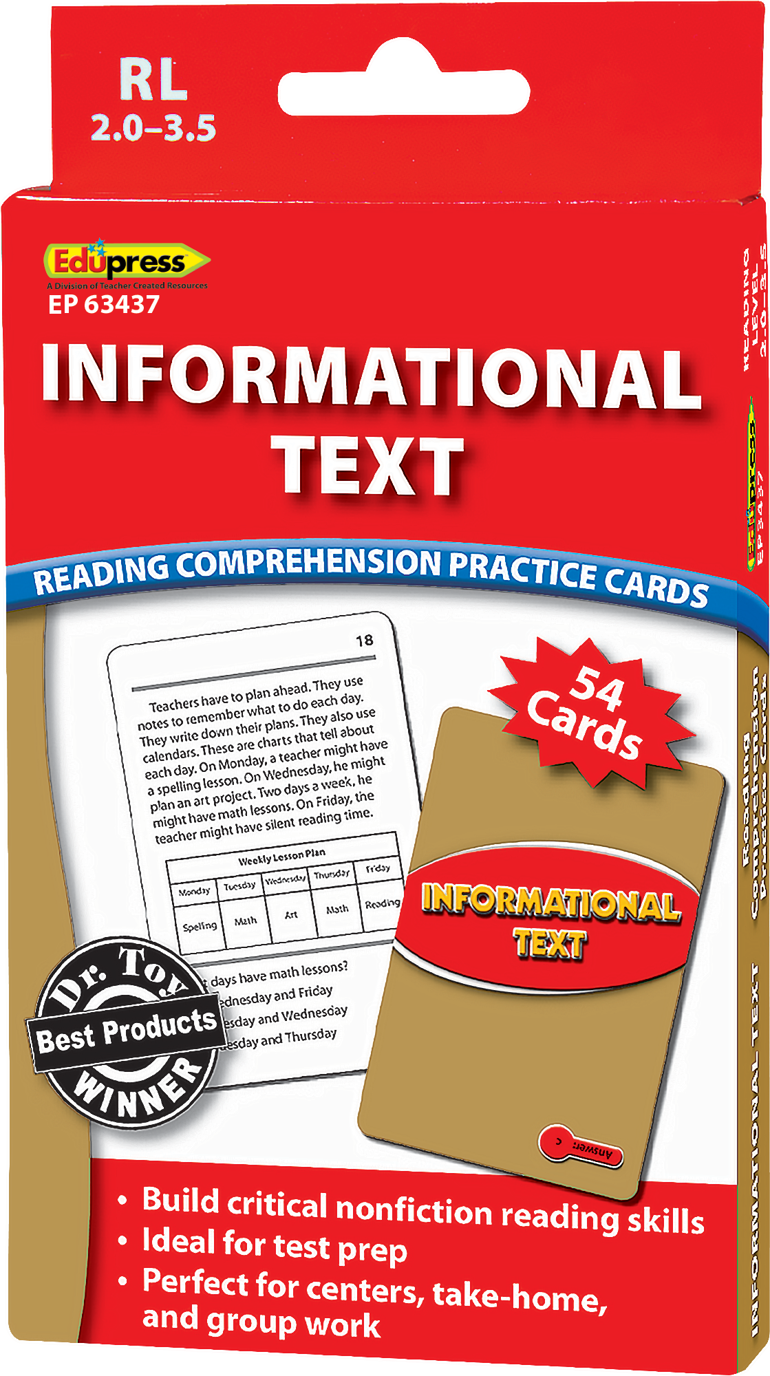 Reading Comprehension Practice Cards: Informational Text (Red Level)