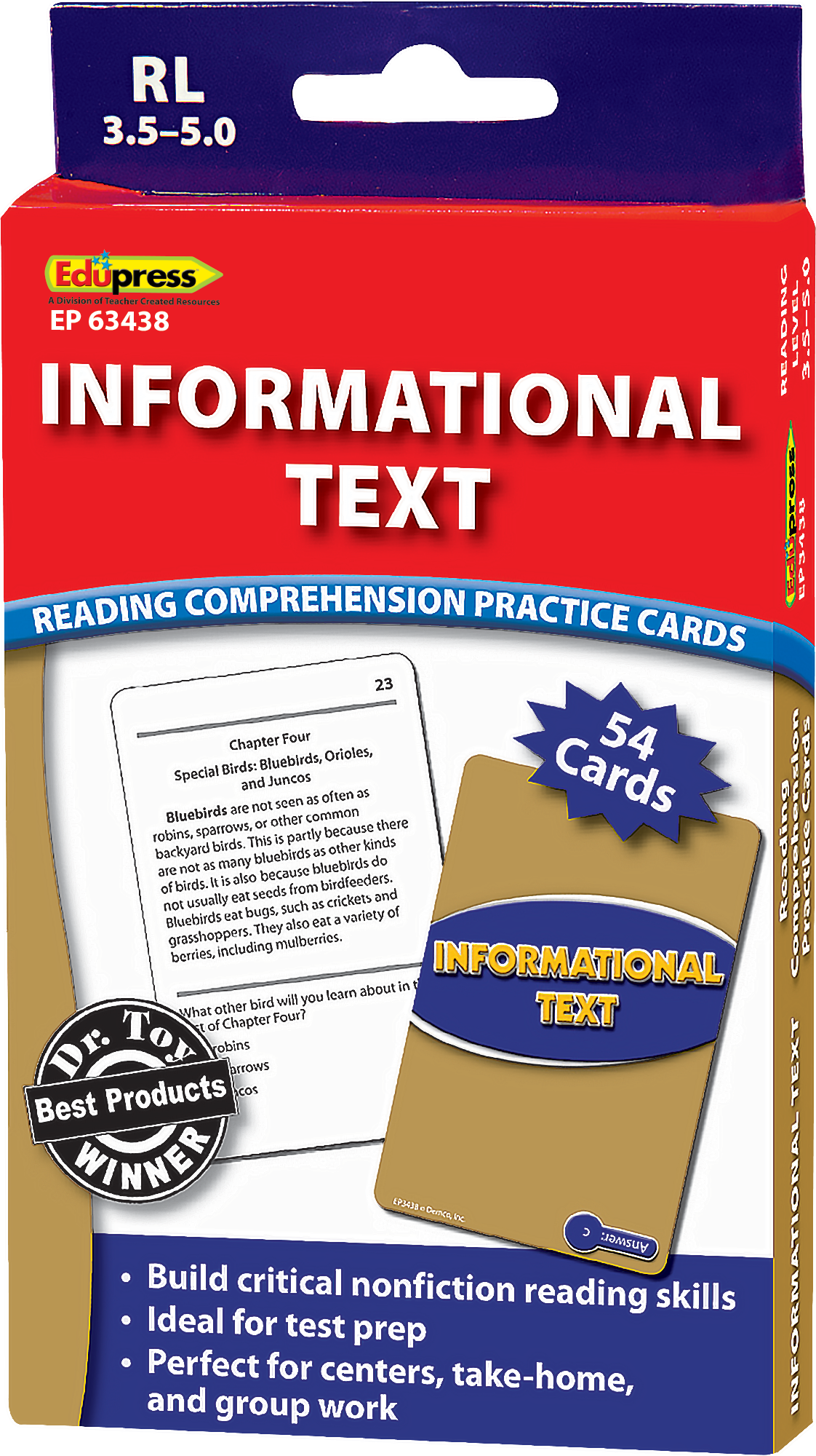 Reading Comprehension Practice Cards: Informational Text (Blue Level)