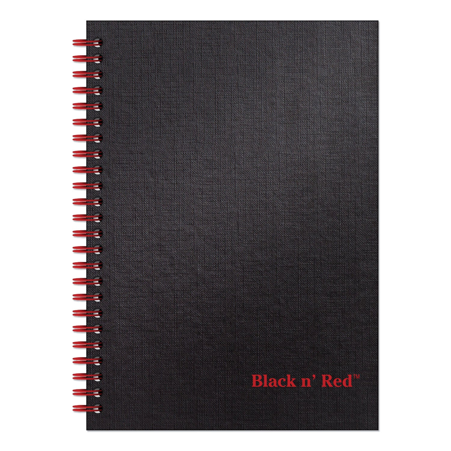 70 Sheets - Wire Bound - 24 lb Basis Weight - A5 - 5 7/8" x 8 1/4" Sheet Size - White Paper - Red Binding - Black Cover - Perforated, Wipe-clean Cover, Laminated, Pocket - 1 Each