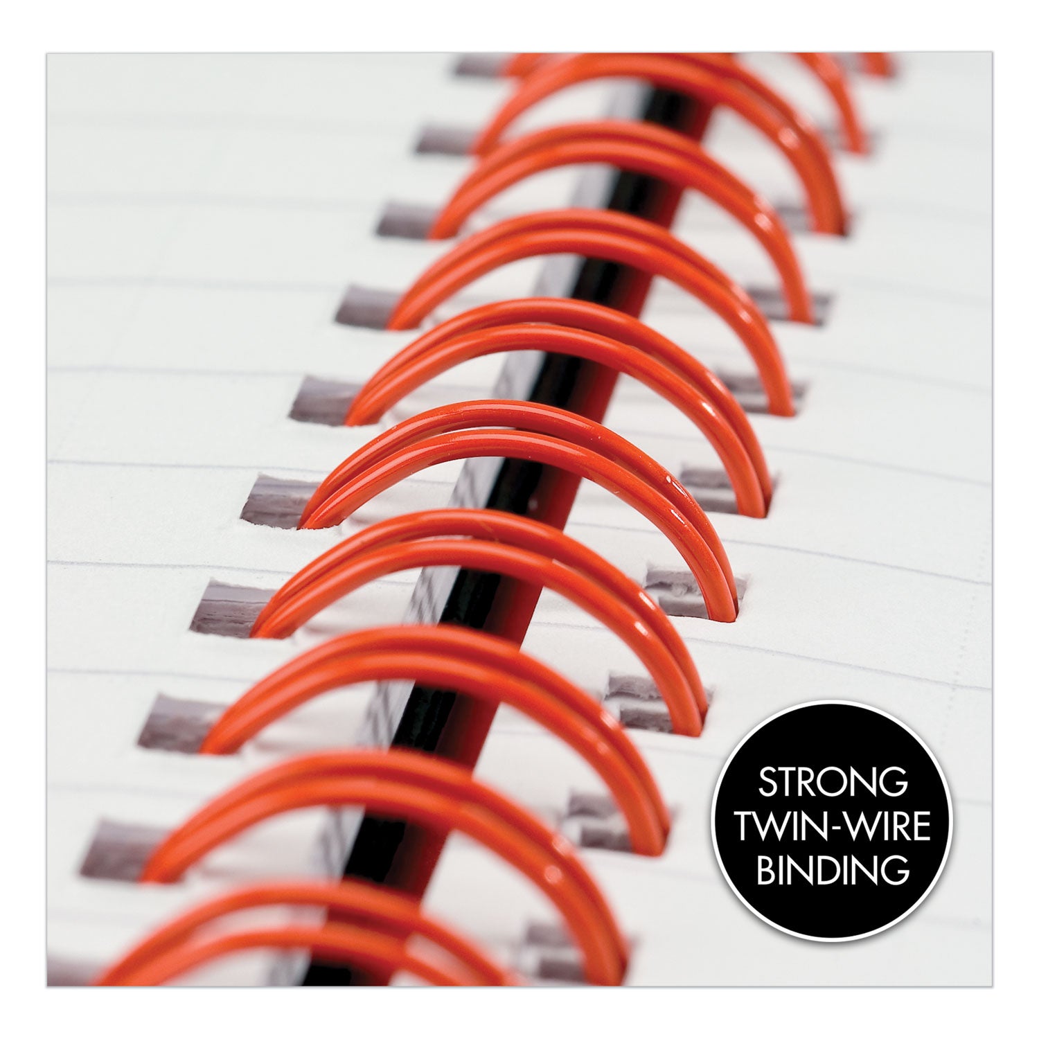 Black n' Red Soft Cover Business Notebook, 70 Sheets, 8 1/4" x 11 3/4", Twin Wirebound, Ruled Margin, 24 lb White Paper, Red Binding, Black Polypropylene Cover, Perforated, Flexible, Wipe-clean, Strap, 1 Each