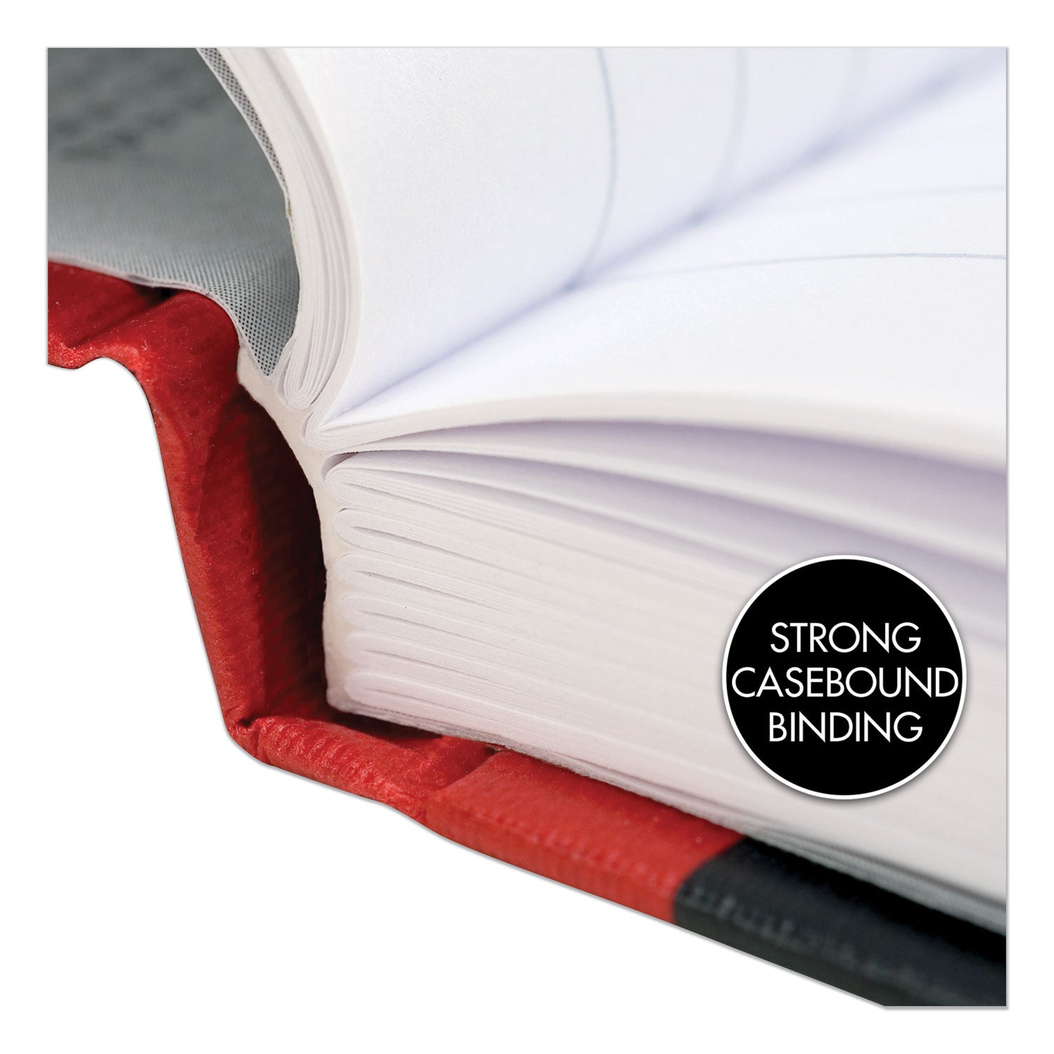 96 Sheets - Sewn - 24 lb Basis Weight - A4 - 8 1/4" x 11 3/4" Sheet Size - White Paper - Red Binding - Black Heavyweight Cover - Hard Cover, Ribbon Marker - 1 Each
