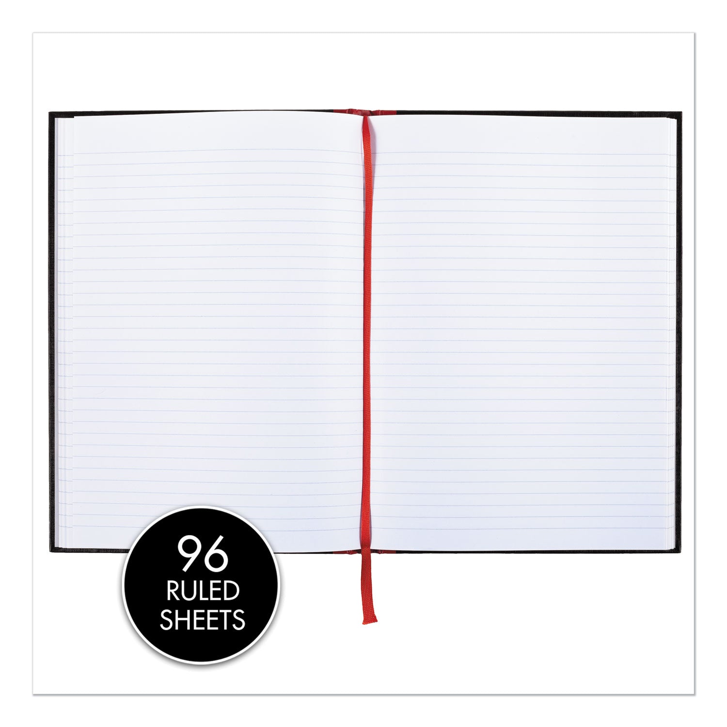 96 Sheets - Sewn - 24 lb Basis Weight - A4 - 8 1/4" x 11 3/4" Sheet Size - White Paper - Red Binding - Black Heavyweight Cover - Hard Cover, Ribbon Marker - 1 Each