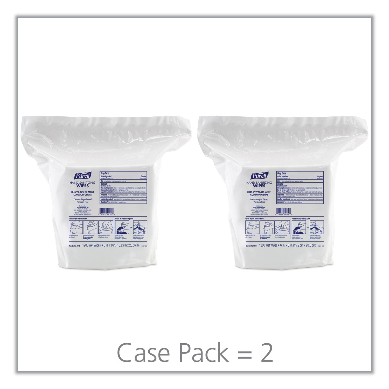 PURELL&reg; Sanitizing Wipes - WhitePack - 1200/Pack - 2 / Carton