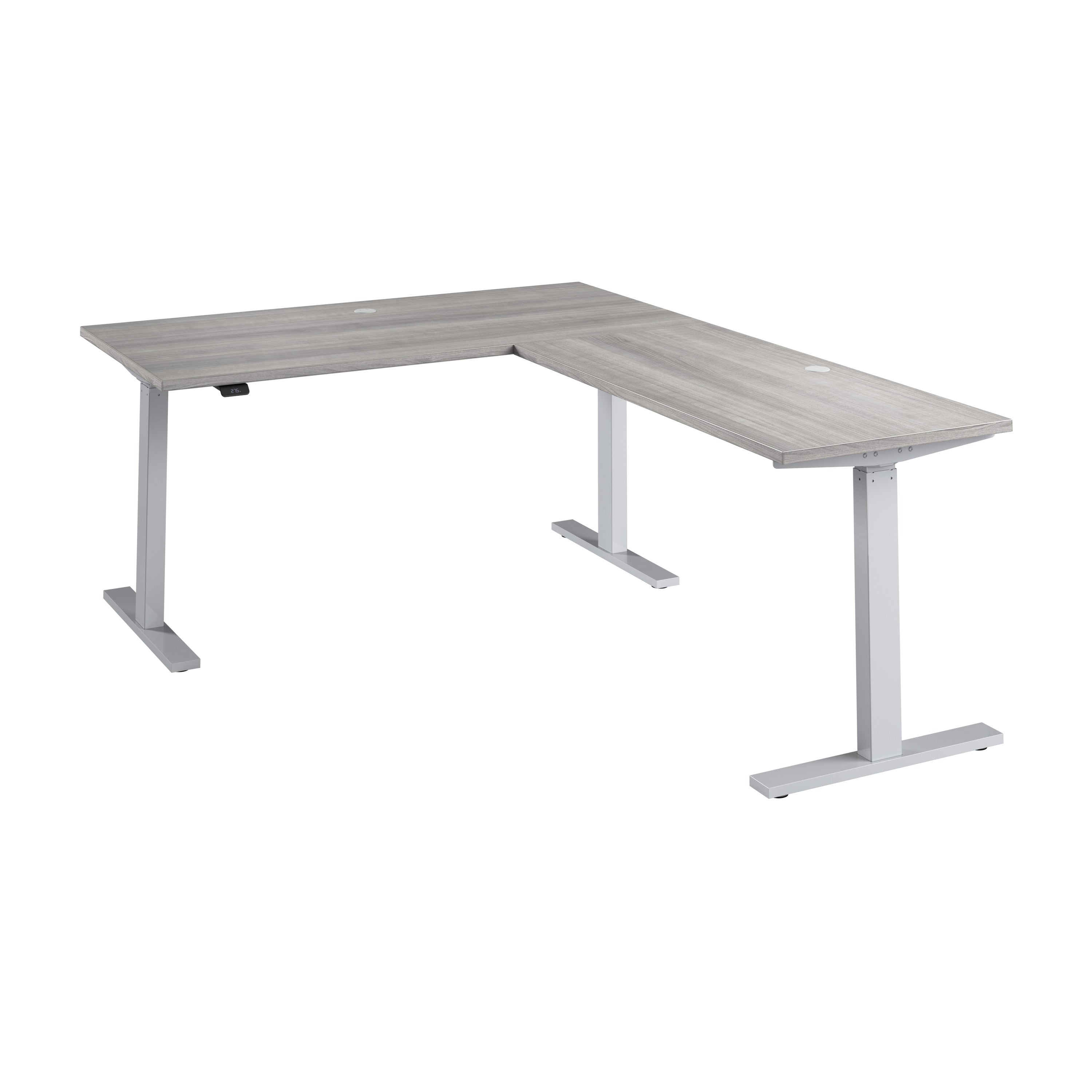 Bush Business Furniture Move 60 Series 60W Height Adjustable L Shaped Standing Desk in Platinum Gray with Metallic Gray Base - 59.45" Width x 76.97" Depth x 27.44" Height