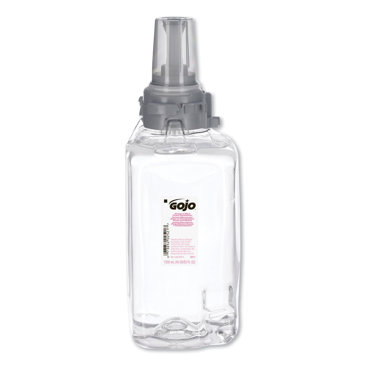 Gojo&reg; ADX-12 Clear/Mild Handwash Refill - 1.32 quart - Push Pump Dispenser - Hand, Skin - Moisturizing - Clear - Dye-free, Fragrance-free, Rich Lather, Bio-based - 1 Each