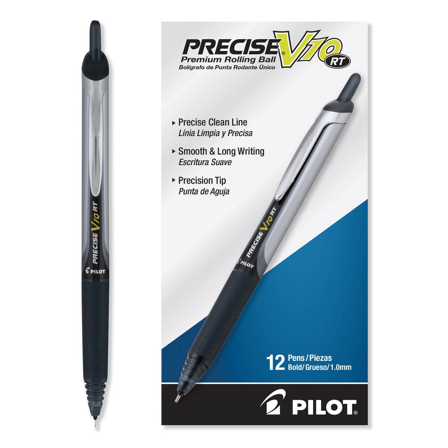 Pilot Retractable Rolling Ball Pens - 1 mm Bold Pen Point - Retractable - Black Ink - Writing - 1 Dozen